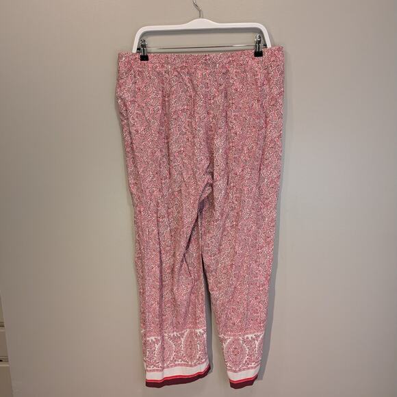 J.Jill Casual Dress Pants Pink Red Paisley Floral Tropical Pockets - Size LT - Picture 2 of 9